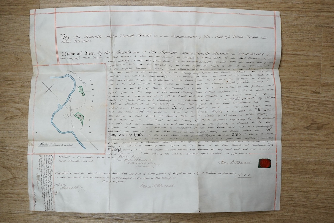 Hampshire Documents - 18th and 19th cents., mostly ms. on parchment and paper; Brockenhurst, Ringwood and New Forest Villages; (approx. 20 items)